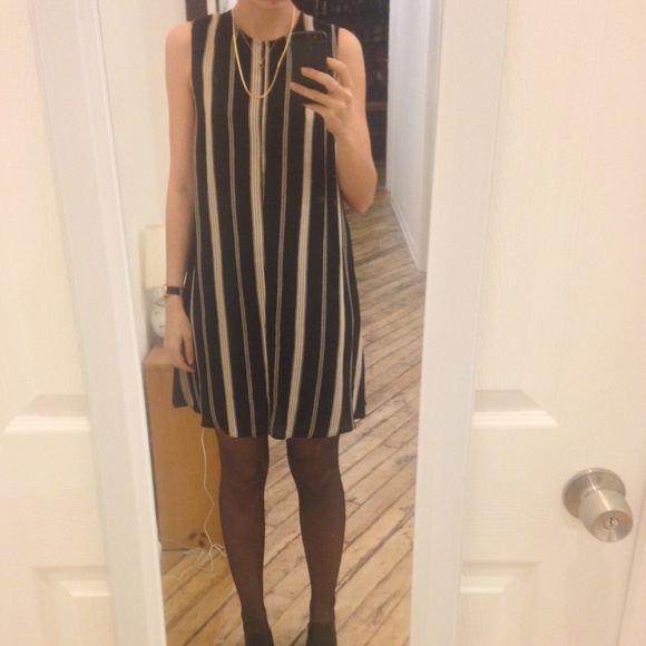 Reformation Black Cream Stripe Mini Dress - Picture 3 of 6
